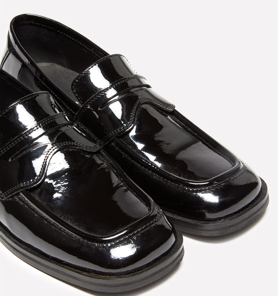 Black moccasins in 100% patent leather - women's flat shoes - Black | Sisley image number 4